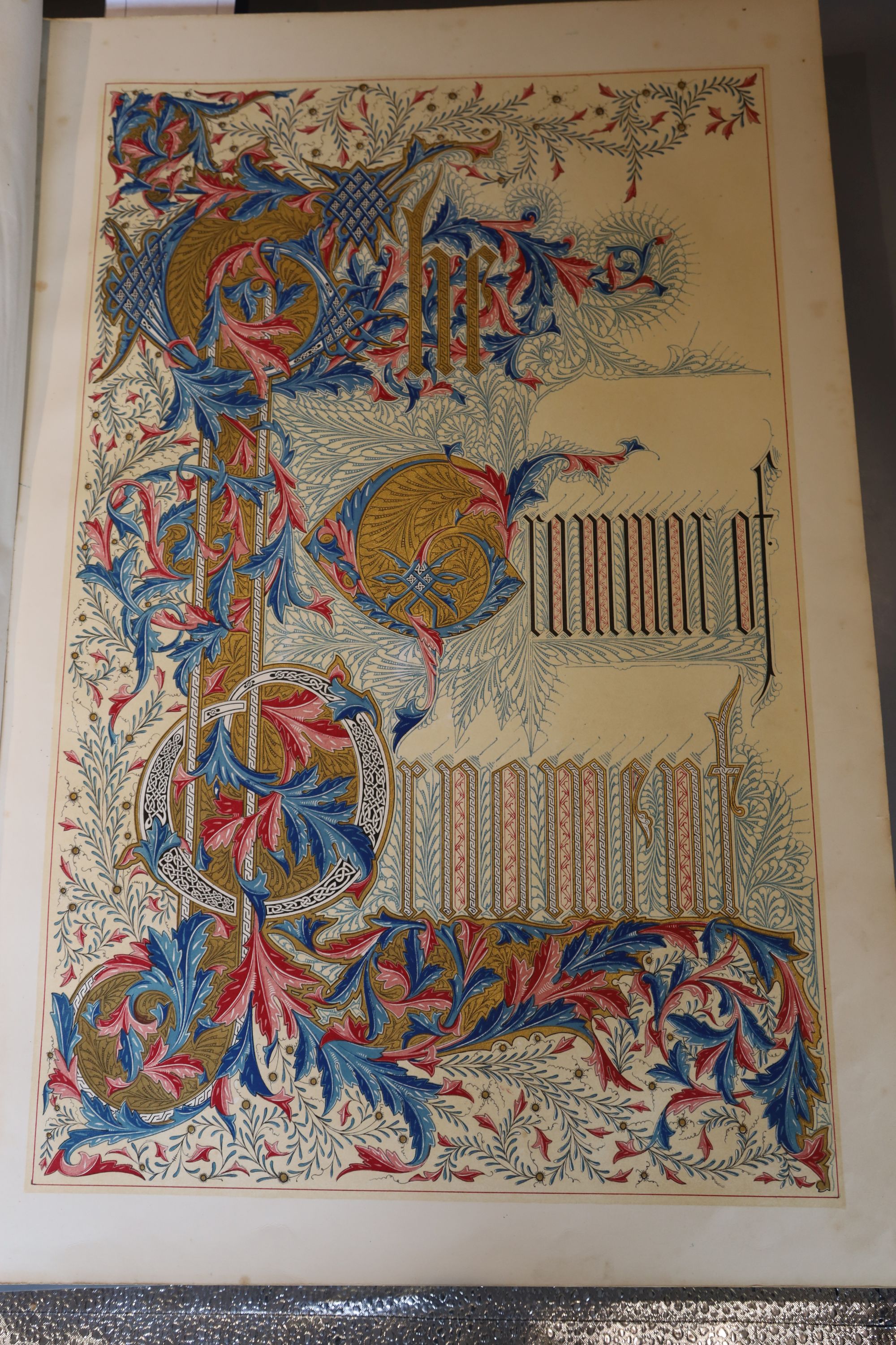 Jones, Owen - The Grammar of Ornament, 1st folio edition, contemporary half morocco gilt, with ornamental gilt panel on upper